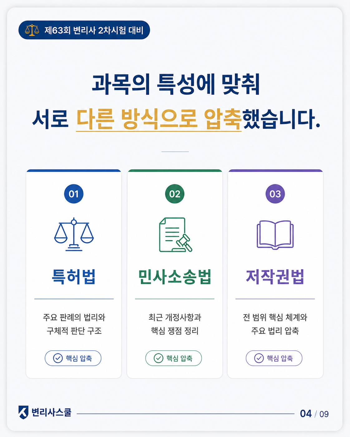 제63회 변리사 2차시험 대비 시험장 노트 카드뉴스 4페이지